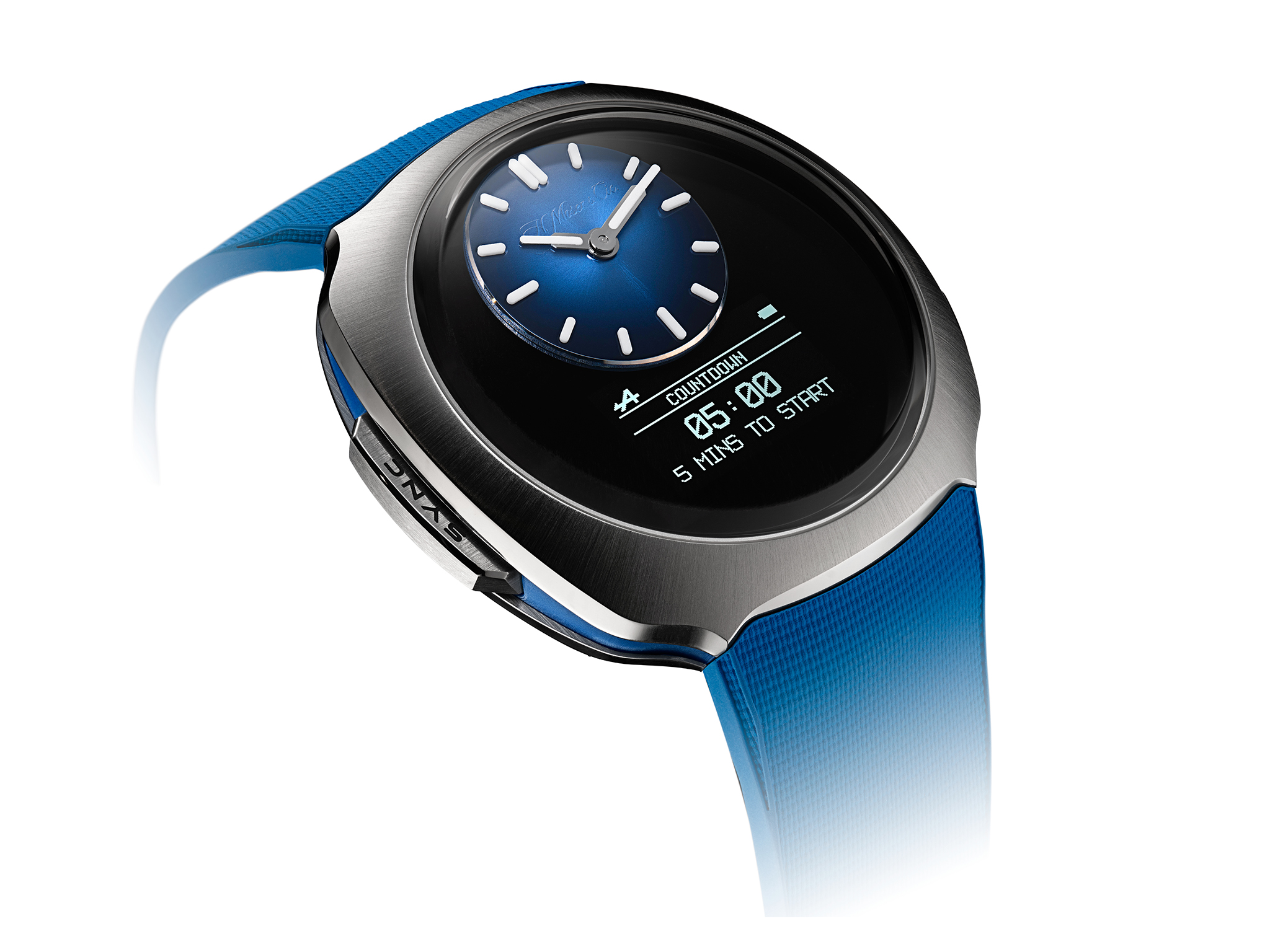 The Streamliner Alpine Mechanics Edition, reference 6DI0-1200, steel model, Funky Blue fumé dial, integrated blue rubber strap, limited edition of 500 pieces
