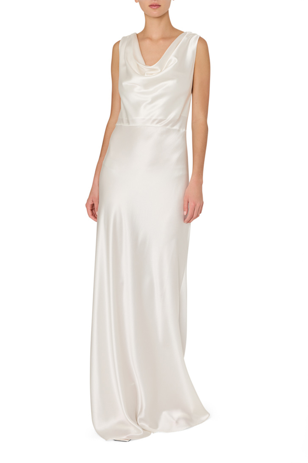 Hammered Satin Cowl Neck Gown