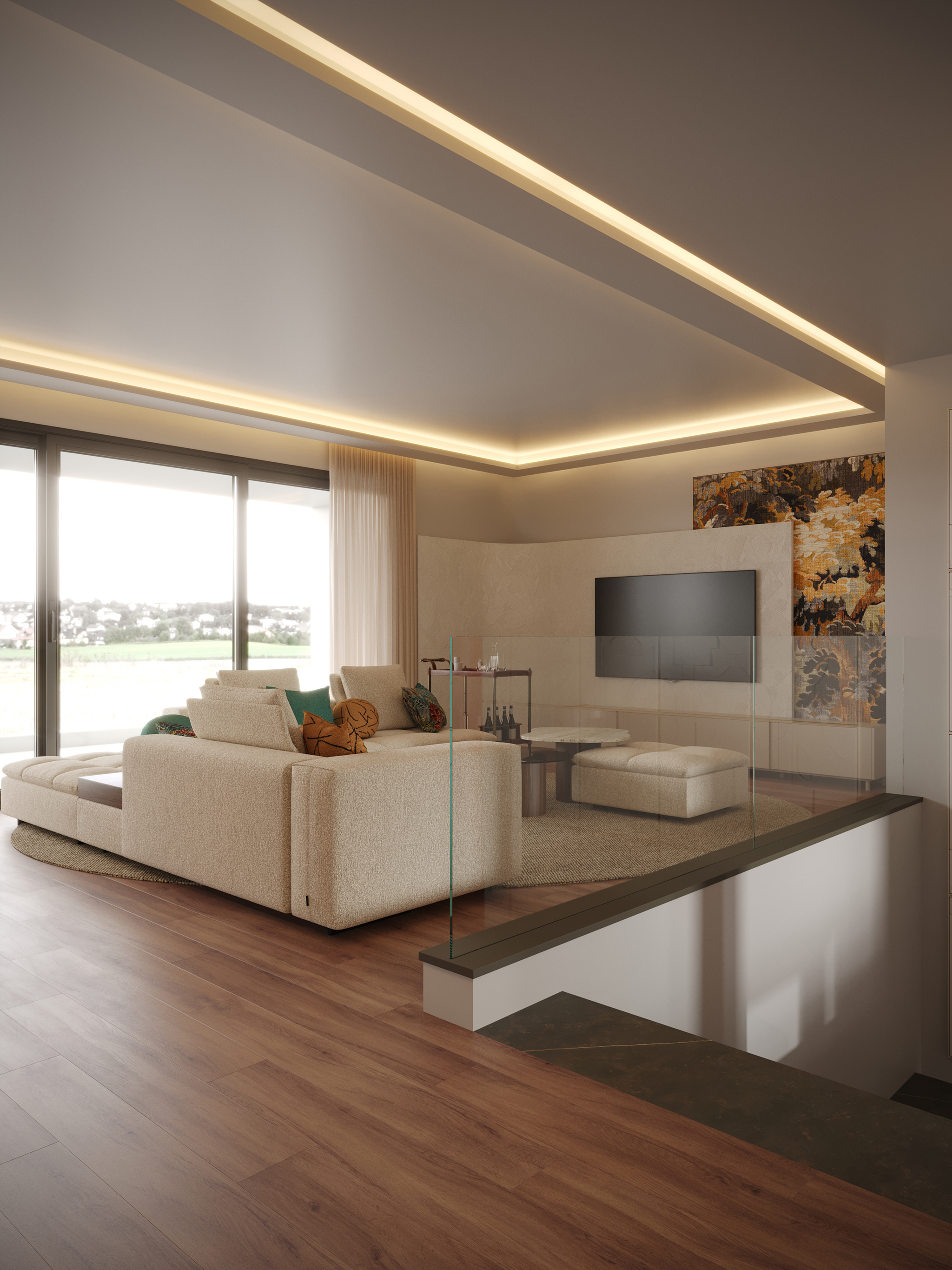Margem Sofa, Natur Side Tables, Landform Sideboard