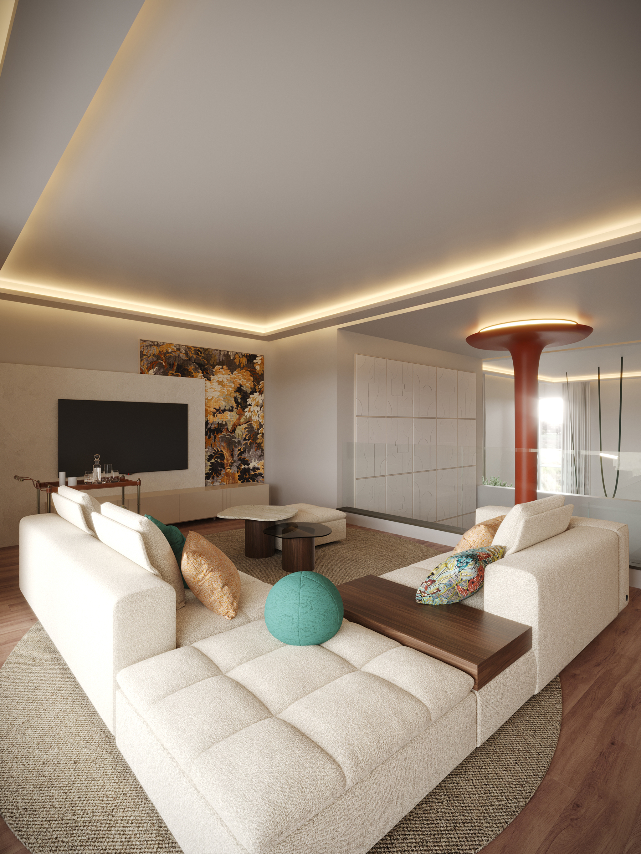 Margem Sofa, Natur Side Tables, Landform Sideboard