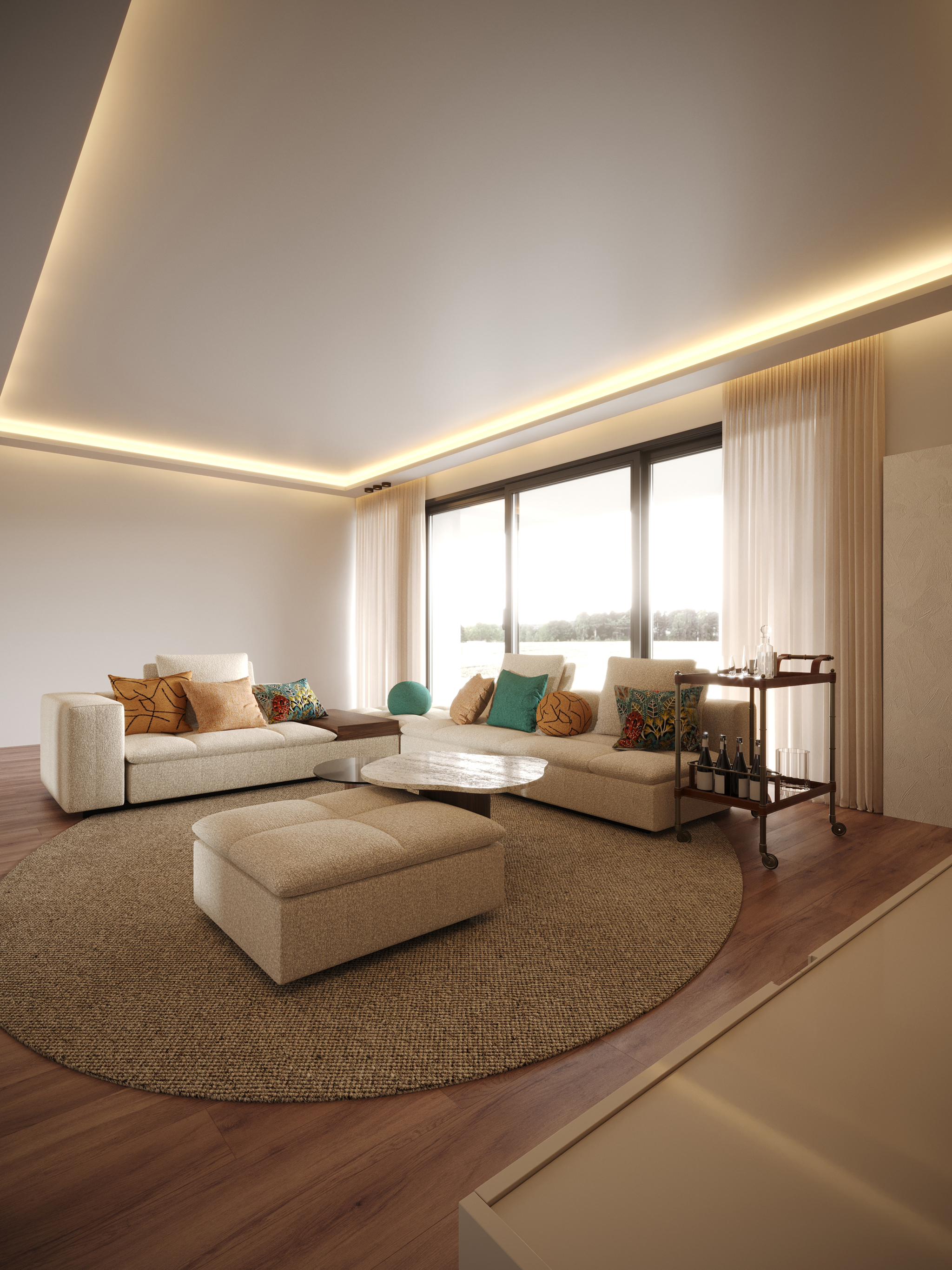 Margem Sofa, Natur Side Tables, Landform Sideboard