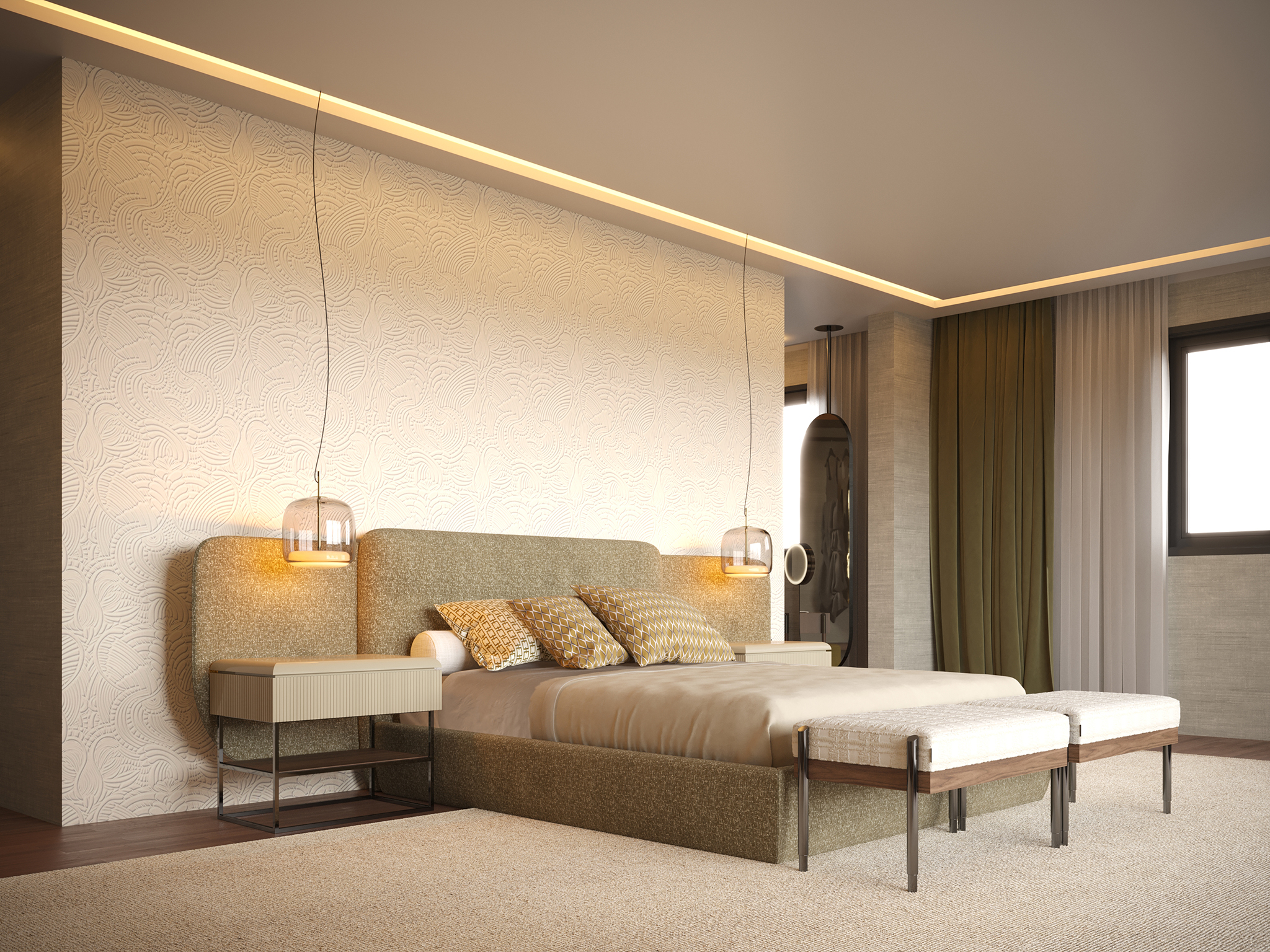 Marrakesh Villa, Suite - Margem Bed, Her Table, Her Bench
