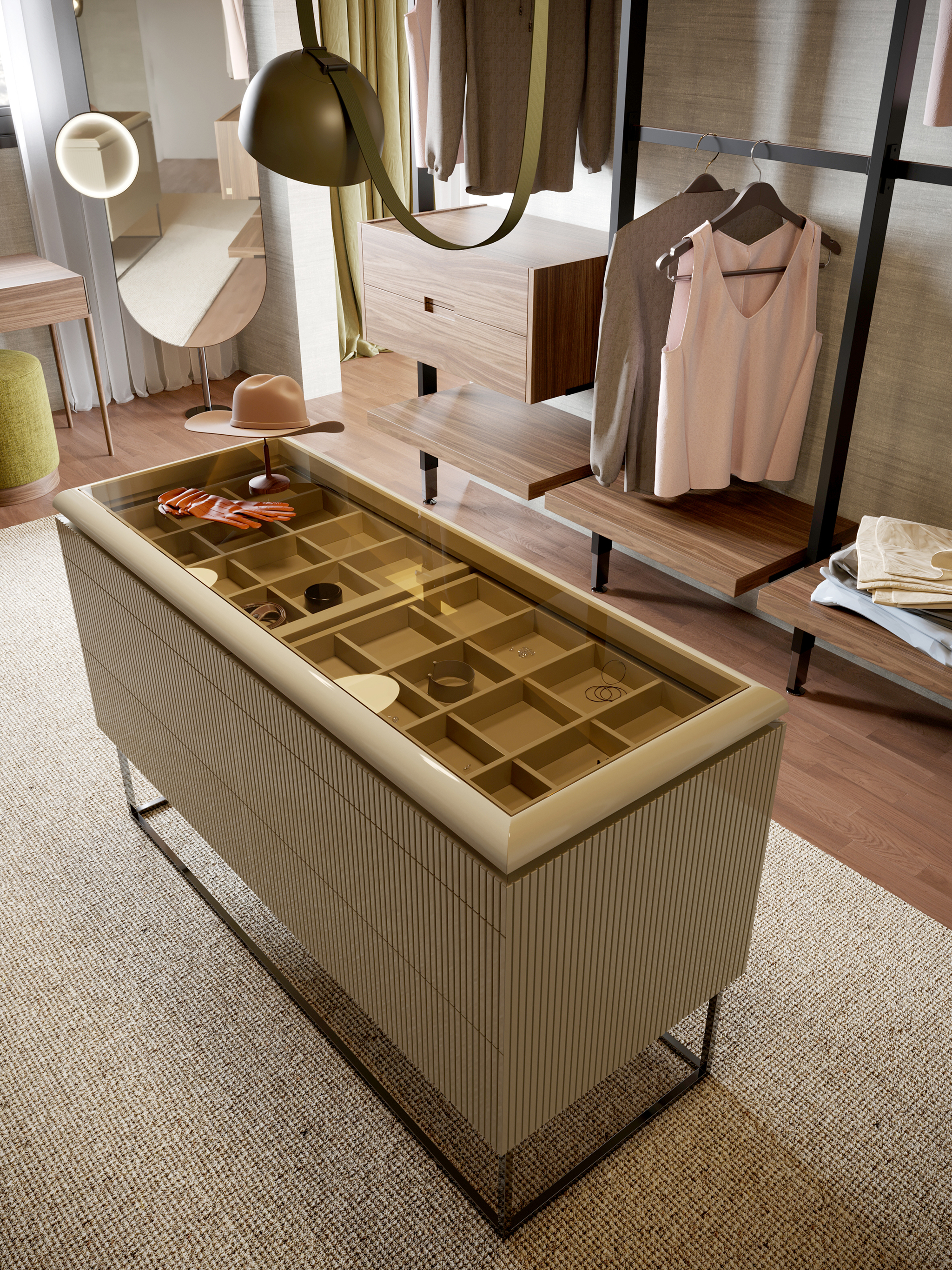 Her Chest of Drawers, His Night System, Her II Desk, Sublime Stool