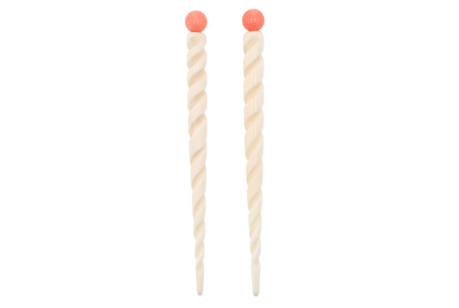 Coral Twisted Hair Stick Set