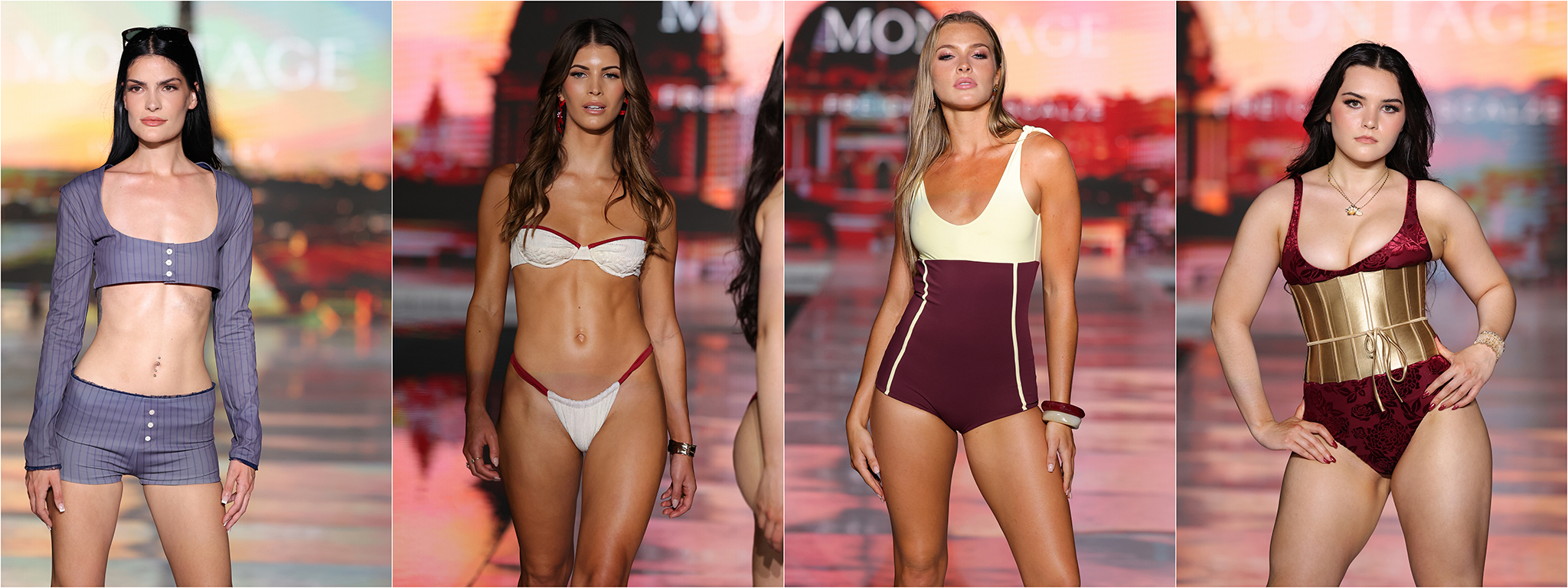 MIAMI BEACH, FLORIDA - MAY 29: Models walk the runway wearing Montage Swimwear during Miami Swim Week: The Shows on May 29, 2025 in Miami Beach, Florida. (Photos by Thomas Concordia/Getty Images for Miami Swim Week: The Shows)