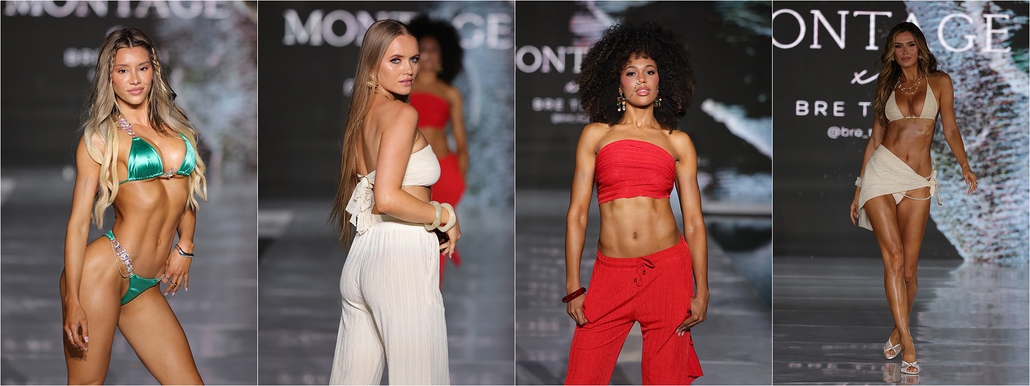 MIAMI BEACH, FLORIDA - MAY 29: Models walk the runway wearing Montage Swimwear during Miami Swim Week: The Shows on May 29, 2025 in Miami Beach, Florida. (Photos by Thomas Concordia/Getty Images for Miami Swim Week: The Shows)