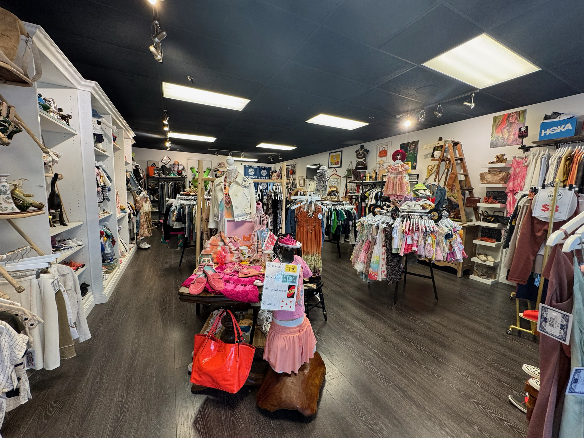 A view of the Project ReWear boutique in Thousand Oaks - filled with curated racks, bold details, and preloved pieces for every age and style. Photo courtesy of Project ReWear.