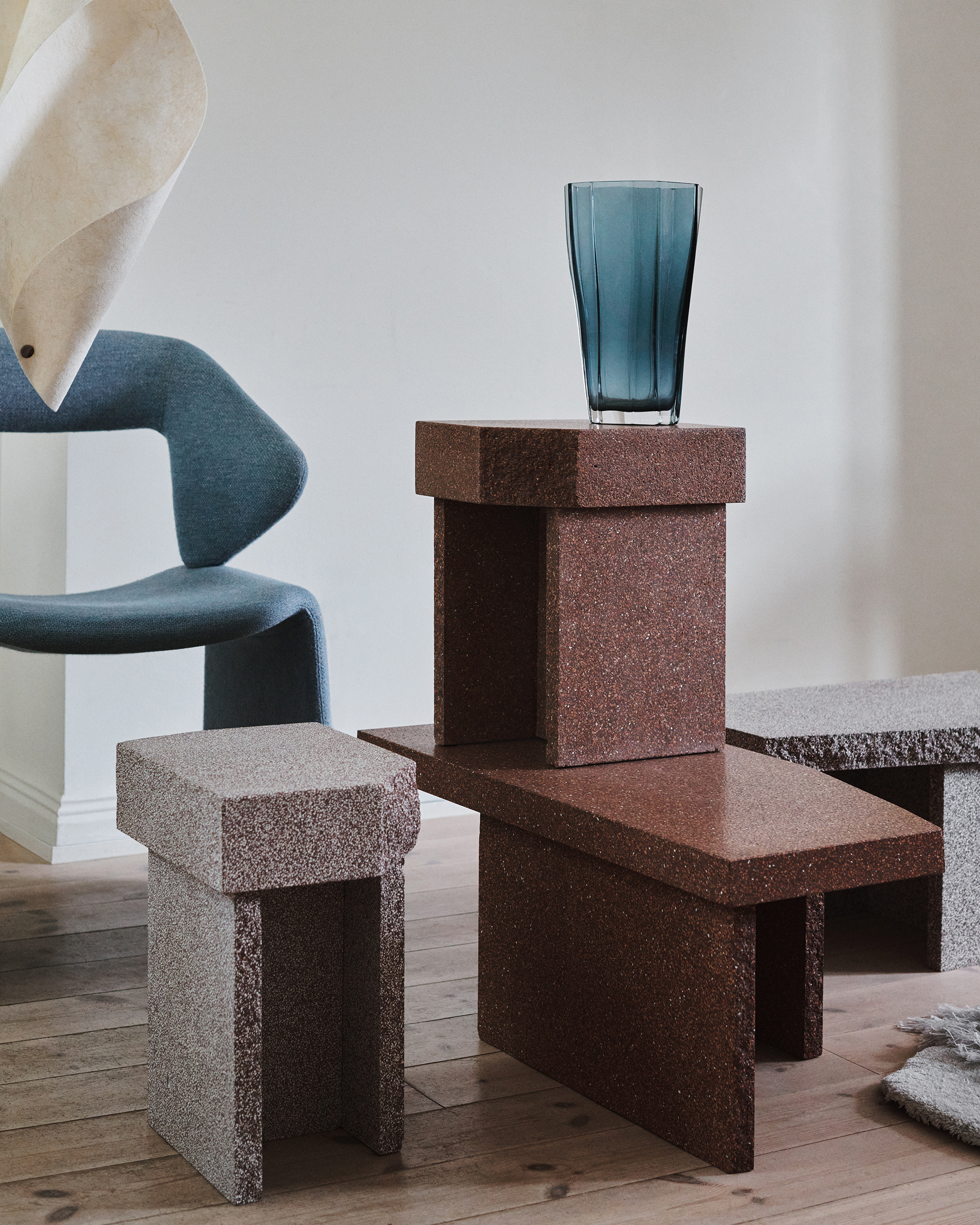Fogia and Monica Förster Unveil New Table System Made in Groundbreaking New Marble Waste Material. (Photography by Maja Johansson, courtesy of Fogia.)
