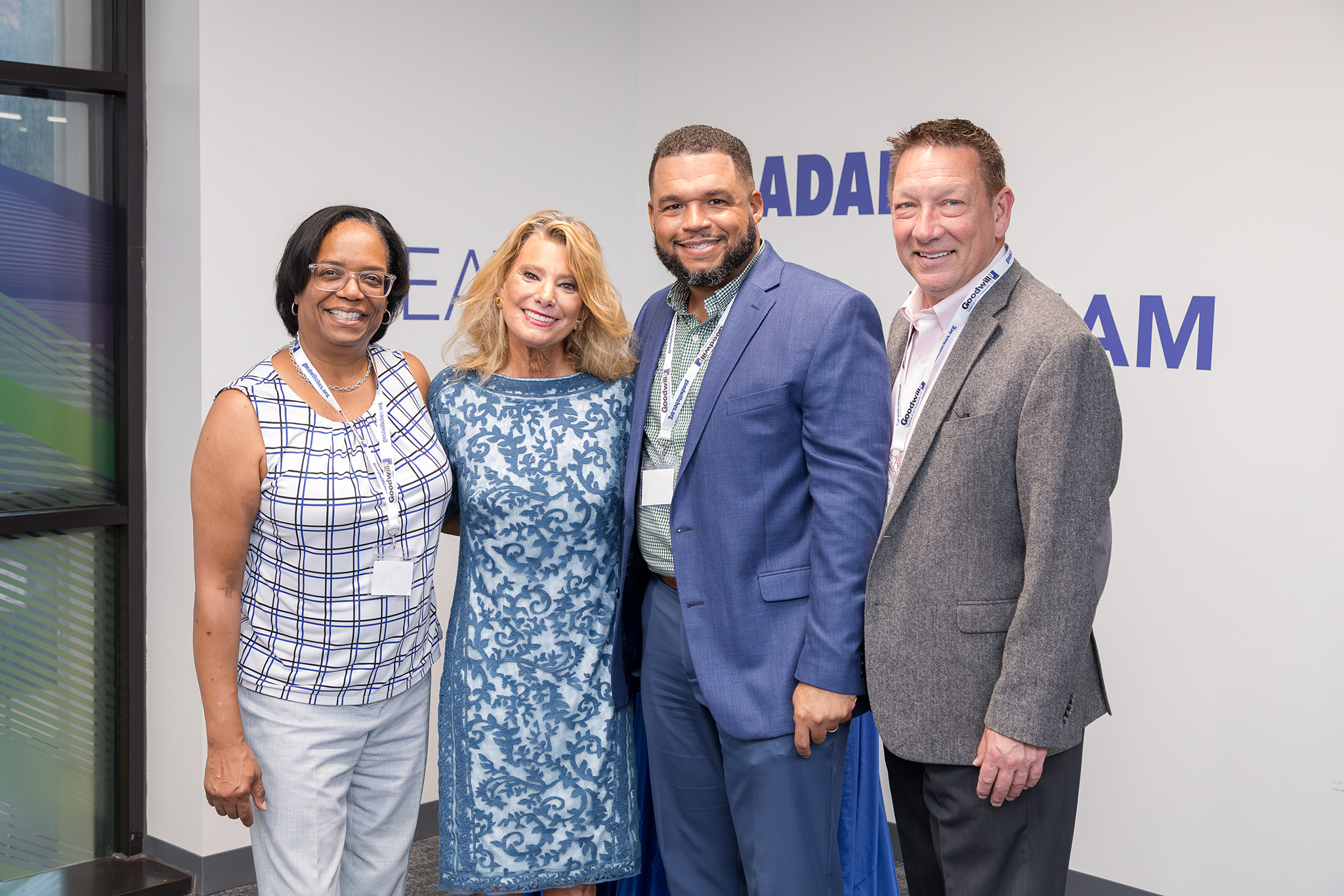 (From L-R) Olivia Farrow, Vice-Chair, Lisa Rusyniak, President & CEO of Goodwill Industries of the Chesapeake, Inc., Ryan Smith - Chief Mission Officer and Joe Durham, Board Chair.