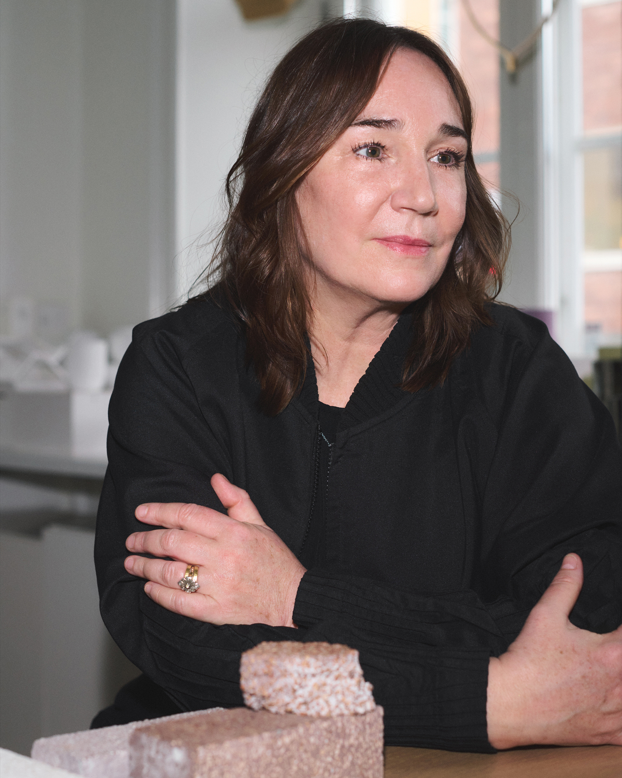 Monica Förster & Kern tables in her Studio at Södermalm, Stockholm. June 2025 
(Photography by Maja Johansson, courtesy of Fogia.)