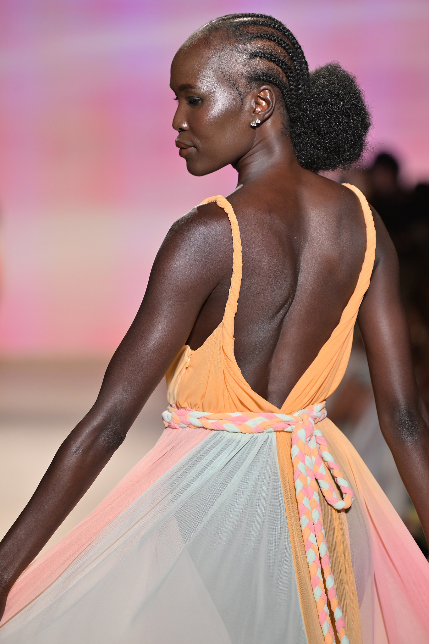 A model walks down the runway at the Leslie Amon Fashion Show.