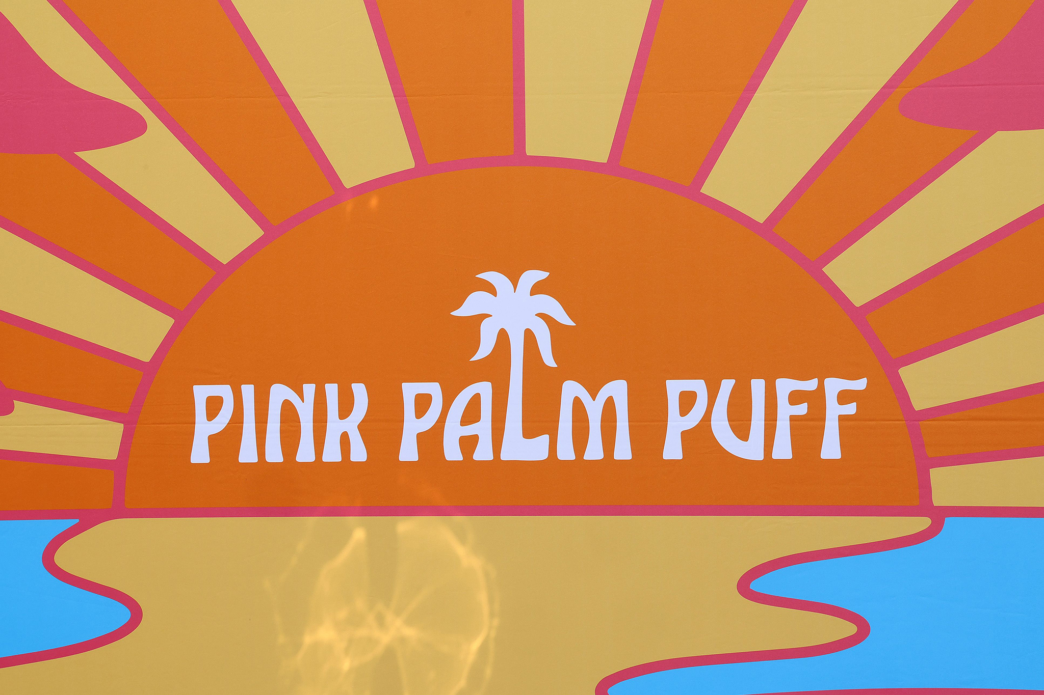 LOS ANGELES, CALIFORNIA - AUGUST 08: Pink Palm Puff VIP Pop-Up is seen during the Pink Palm Puff VIP Pop-Up Event at The Grove on August 08, 2025 in Los Angeles, California. (Photo by Phillip Faraone/Getty Images for Pink Palm Puff)
