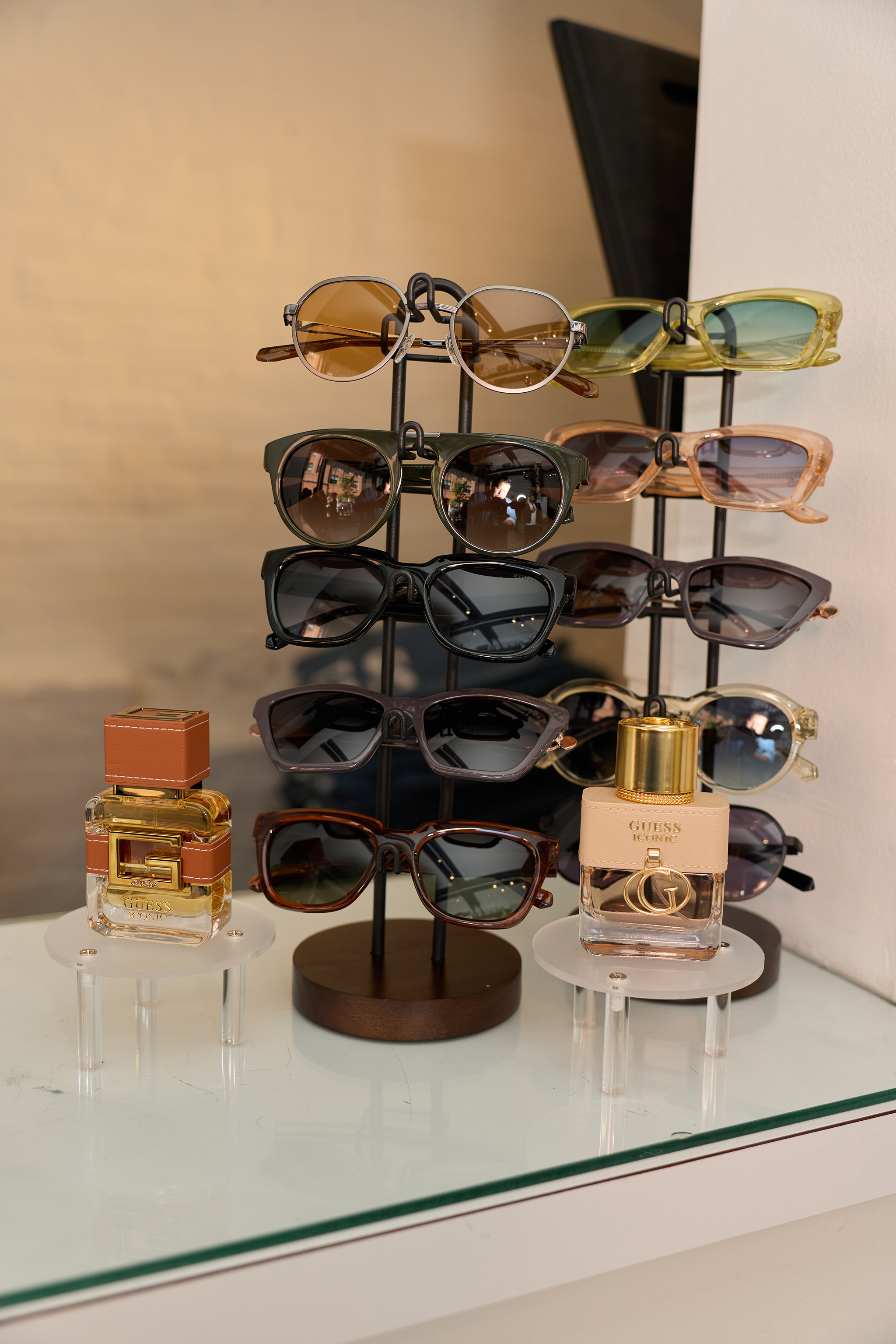 Caffè GUESS: VIP Pop-up Experience at New York Fashion Week - Eyewear and perfume display