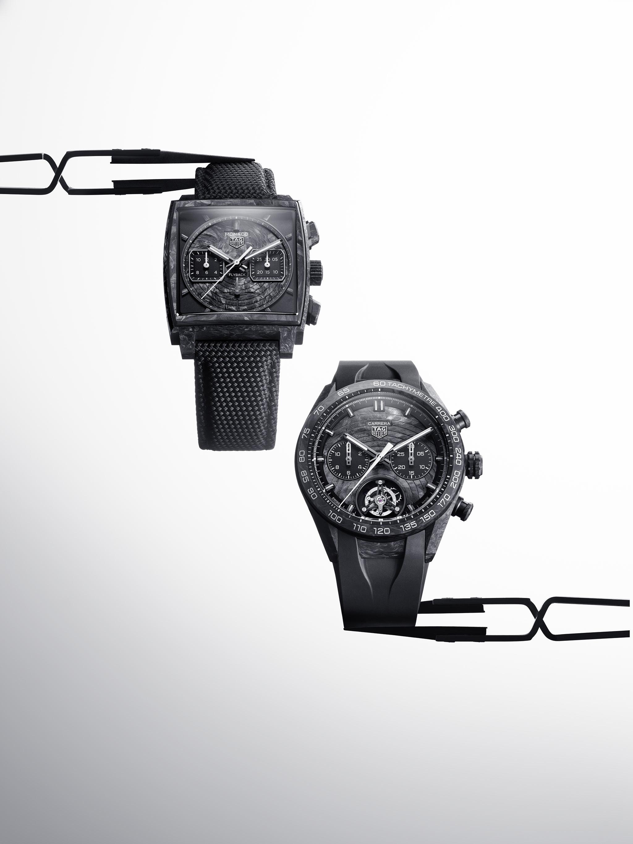 TAG Heuer Monaco Flyback Chronograph TH-Carbonspring and TAG Heuer Carrera Chronograph Tourbillon Extreme Sport TH-Carbonspring Watches