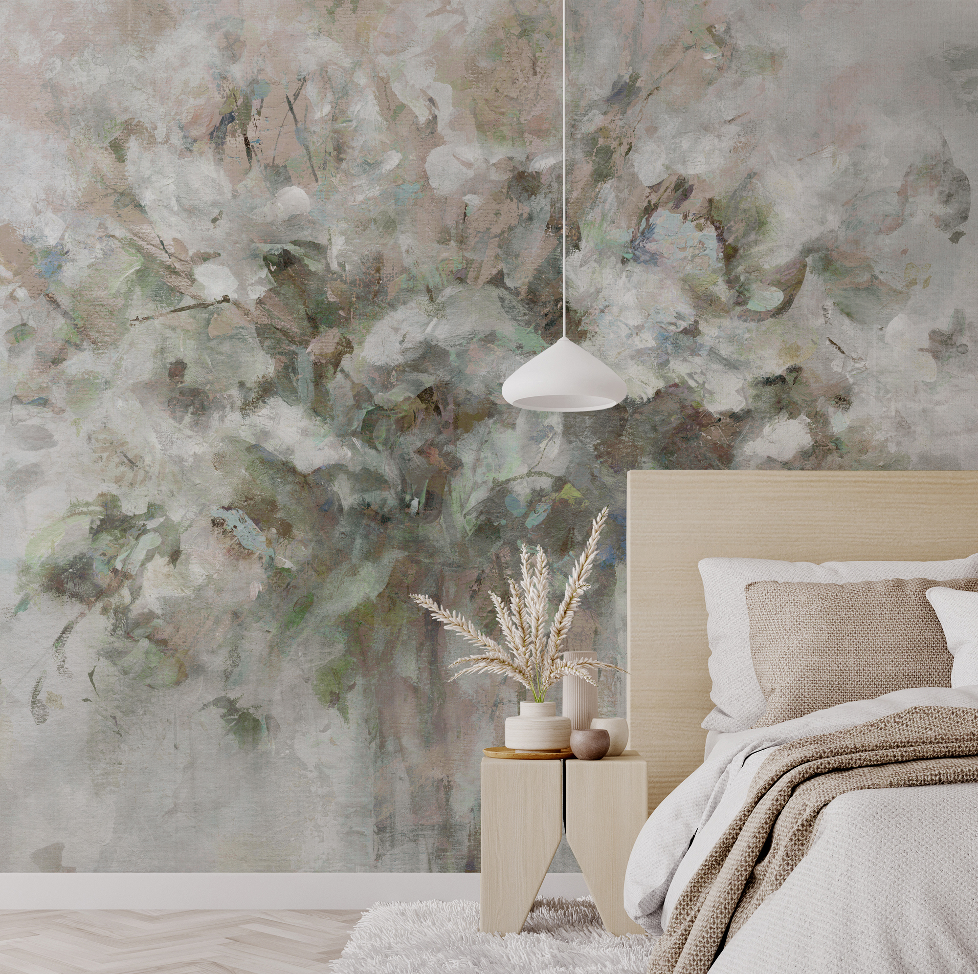 Made-to-measure Blooming Textures, Floral Wallpaper mural from Wallsauce.com. Available to order onto a variety of wallpapers including peel and stick - great for temporary accommodation.
