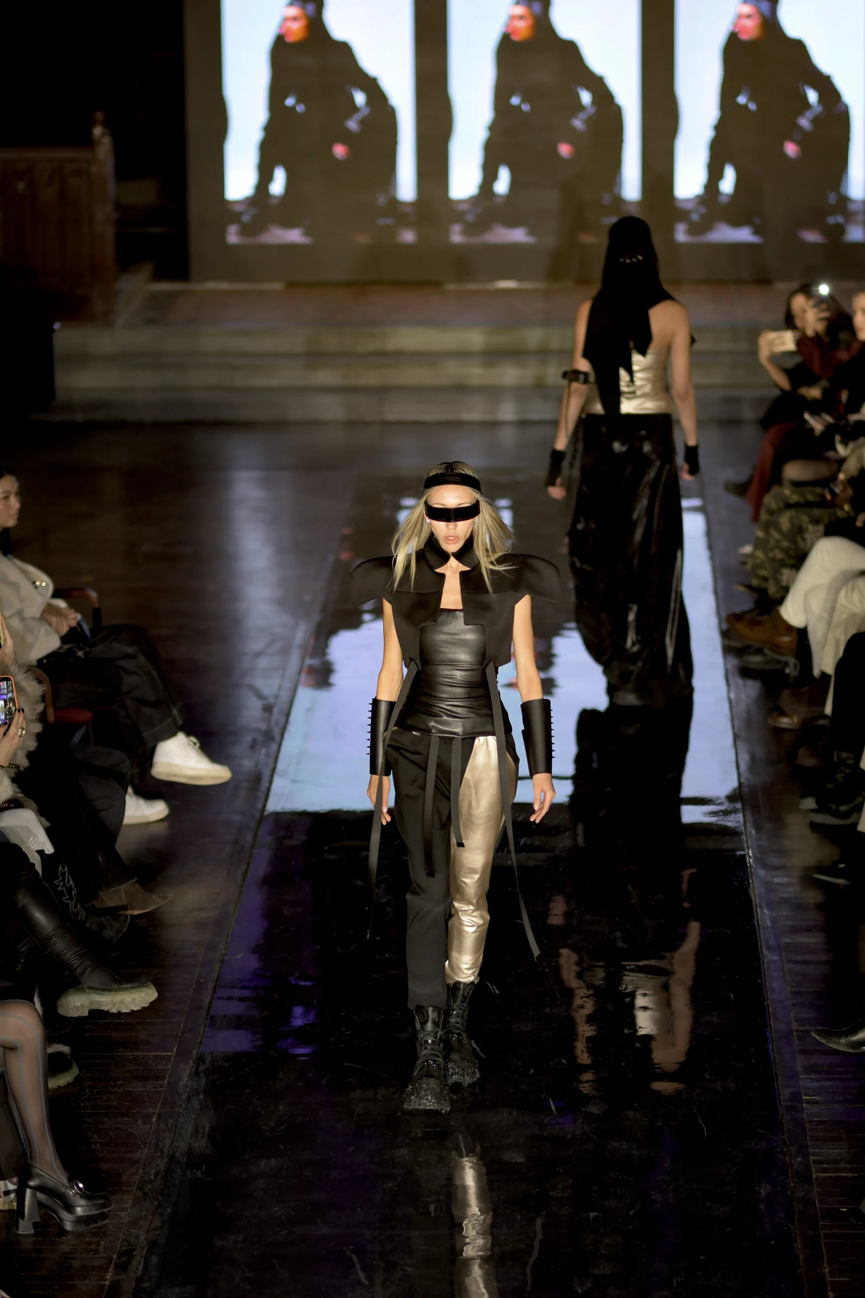 Model ANYA @anyalabanya walking for M.G. Megi Gabunia @mg_megigabunia_mg in NYC. Photo by Gabriela Candela @elladelarte