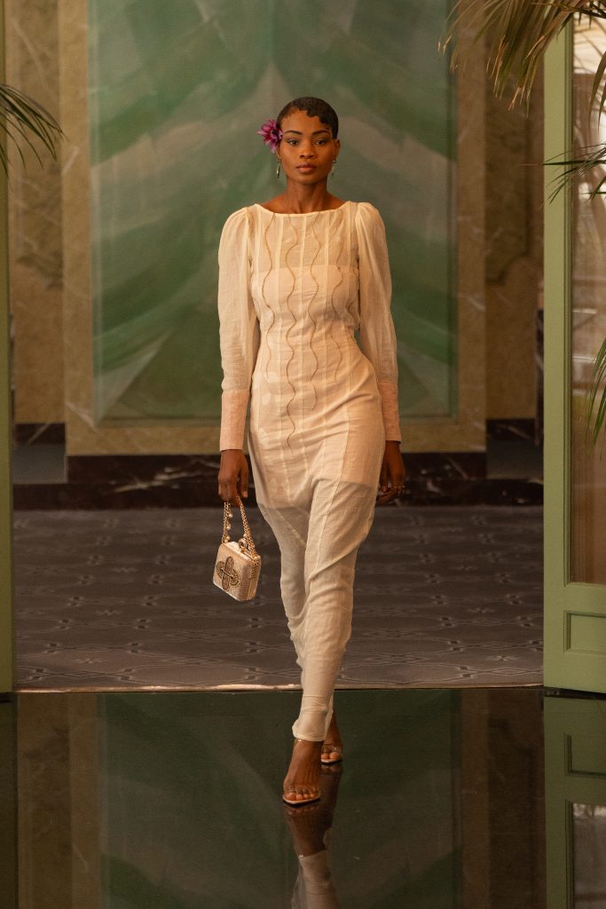 Jiwya Aboli Jumpsuit and Goonj Gown from Lata, Autumn/Winter 2026 Paris Fashion Week. Photo courtesy of Jiwya