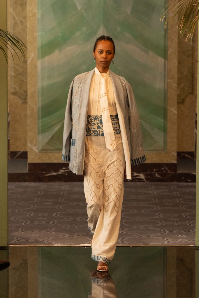 Jiwya Chandni Jumpsuit, Parna Jacket and Boond Tie from Lata, Autumn/Winter 2026 Paris Fashion Week. Photo courtesy of Jiwya