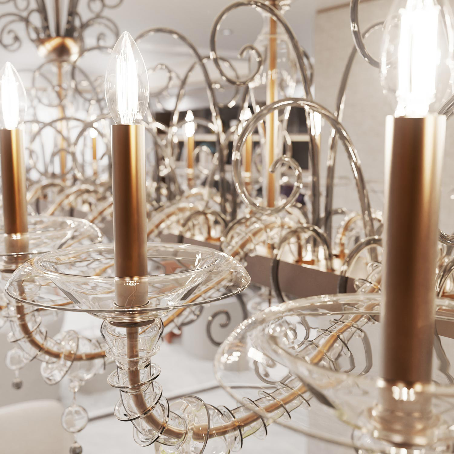 PIUMATI Murano Glass Lighting LOREDAN Linear Chandelier